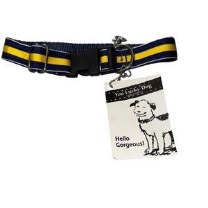 NWT You Lucky Dog Collar - Blue and Yellow Size Medium